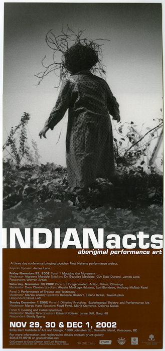2002 11 29 2002 12 02 Indian Acts conference poster photo Merle Addison design James Glen